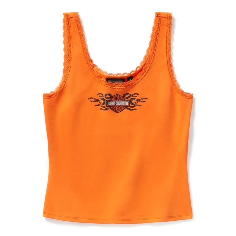 Harley-Davidson Women's Small Vintage Flames Bling Lace Trim Tank